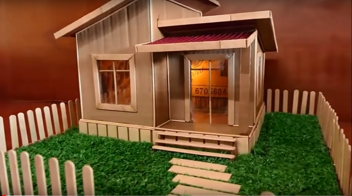 cara membuat miniatur rumah dari kardus dan stik es krim bekas 2024